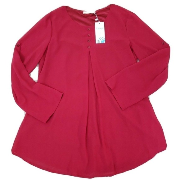 Cestyle ~Women Size L~ Red Long Sleeve Blouse Shirt Top NWT. - Picture 7 of 12